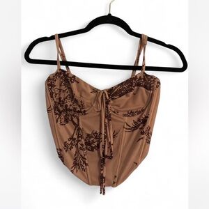 Floral Print Tan Corset Top